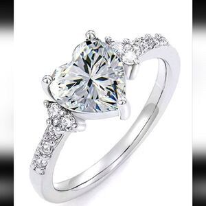 New Stainless Steel 18K Silver-plated Natural Amethyst Cubic Zirconia Ring, Gift